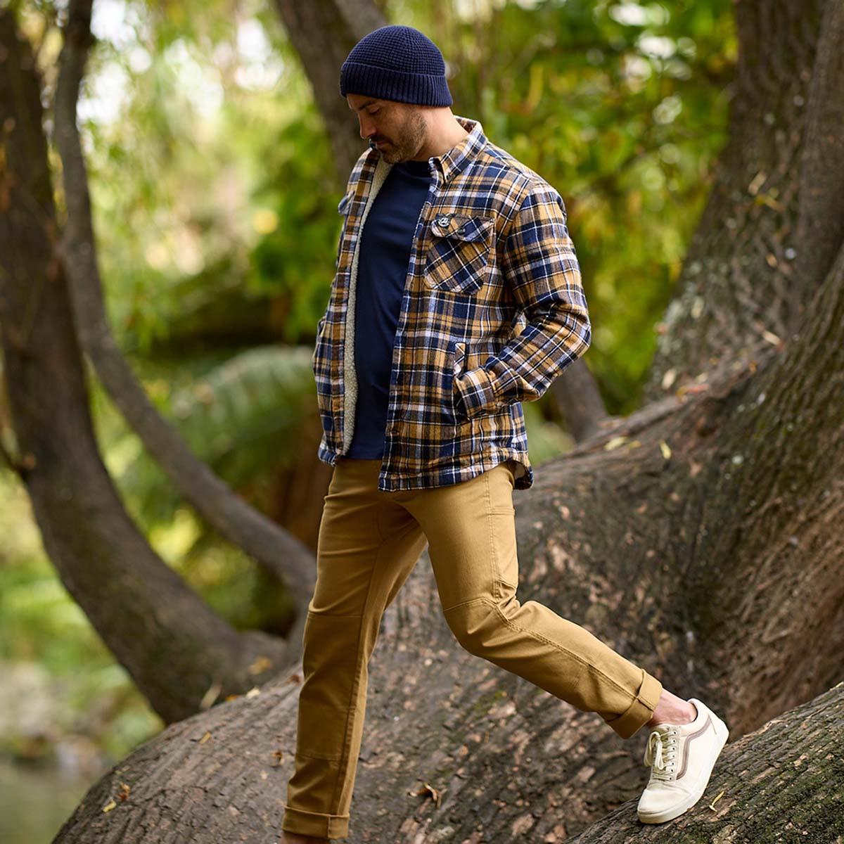 Navy/Cashew Swanndri Mens Morven Shirt Lifestyle