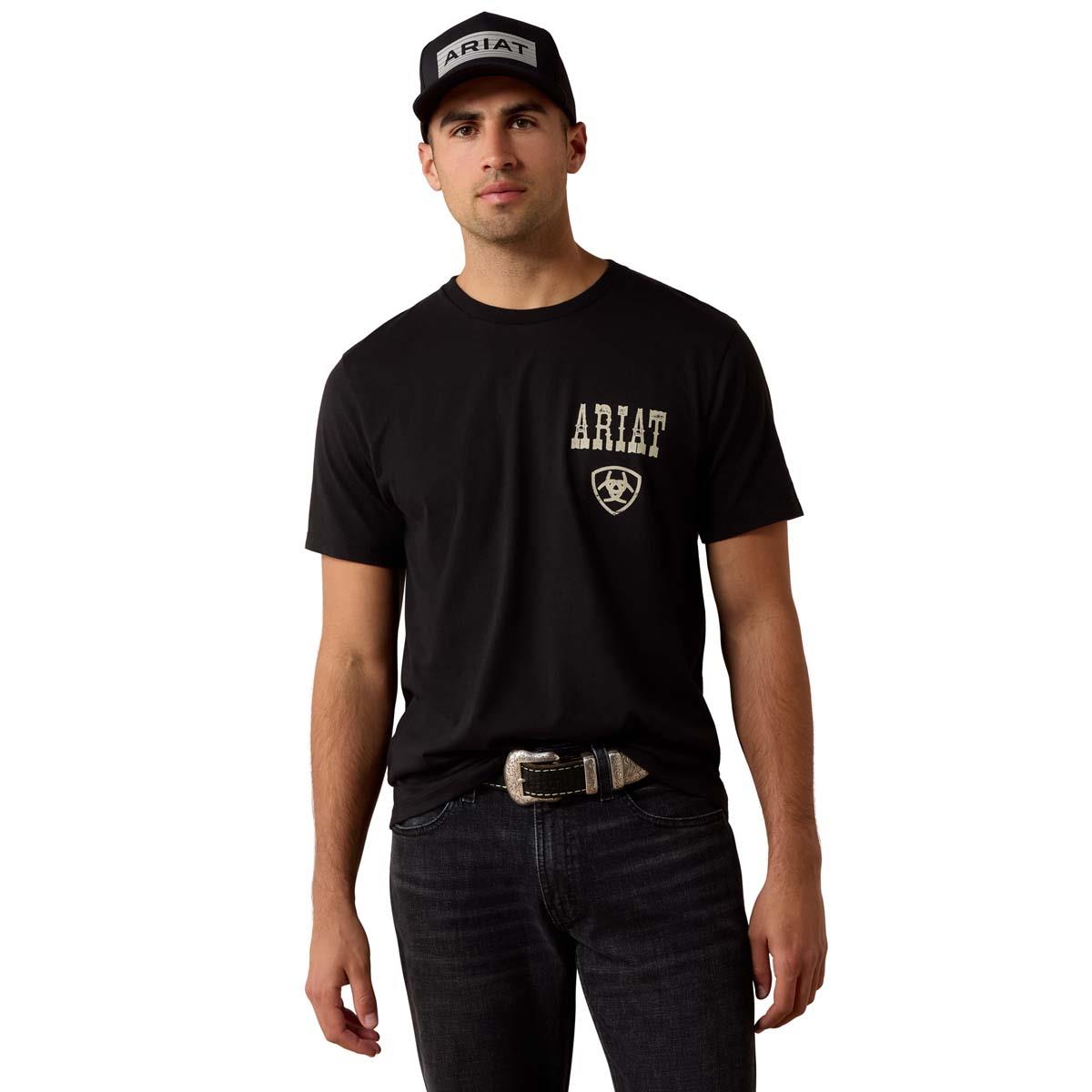 Black Ariat Mens Cowboy Way Up T-Shirt On Model