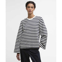 Cloud/Dark Navy Stripe Barbour Womens Layla Sweatshirt FRONT