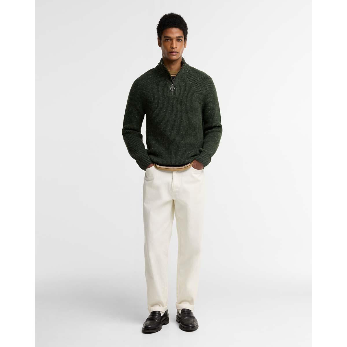 Barbour Mens Essential Fleck Half Zip Jumper