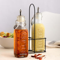 Kilner Set of 2 300ml Oil Bottles and Metal Rack LS