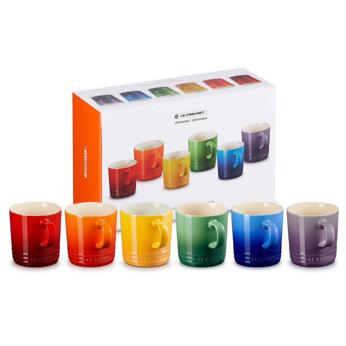 Le Creuset Stoneware Set of 6 Rainbow Mugs