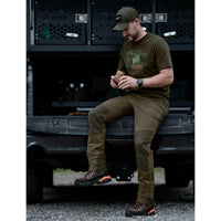 Light Green/Pine Green Seeland Ash Outdoor Trousers On Model