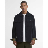Navy Barbour Mens Tartan Trimmed Cord Overshirt Front