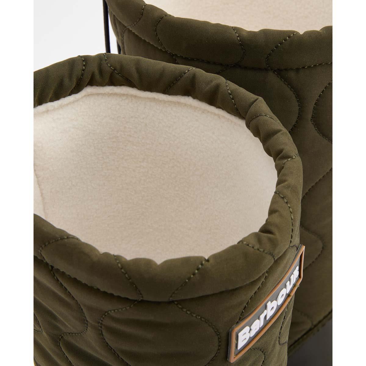 Olive/Black Barbour Womens Marnie Quilted Tall Welly inside