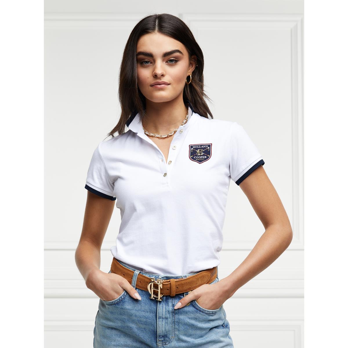 White Holland Cooper Womens Classic Polo Shirt