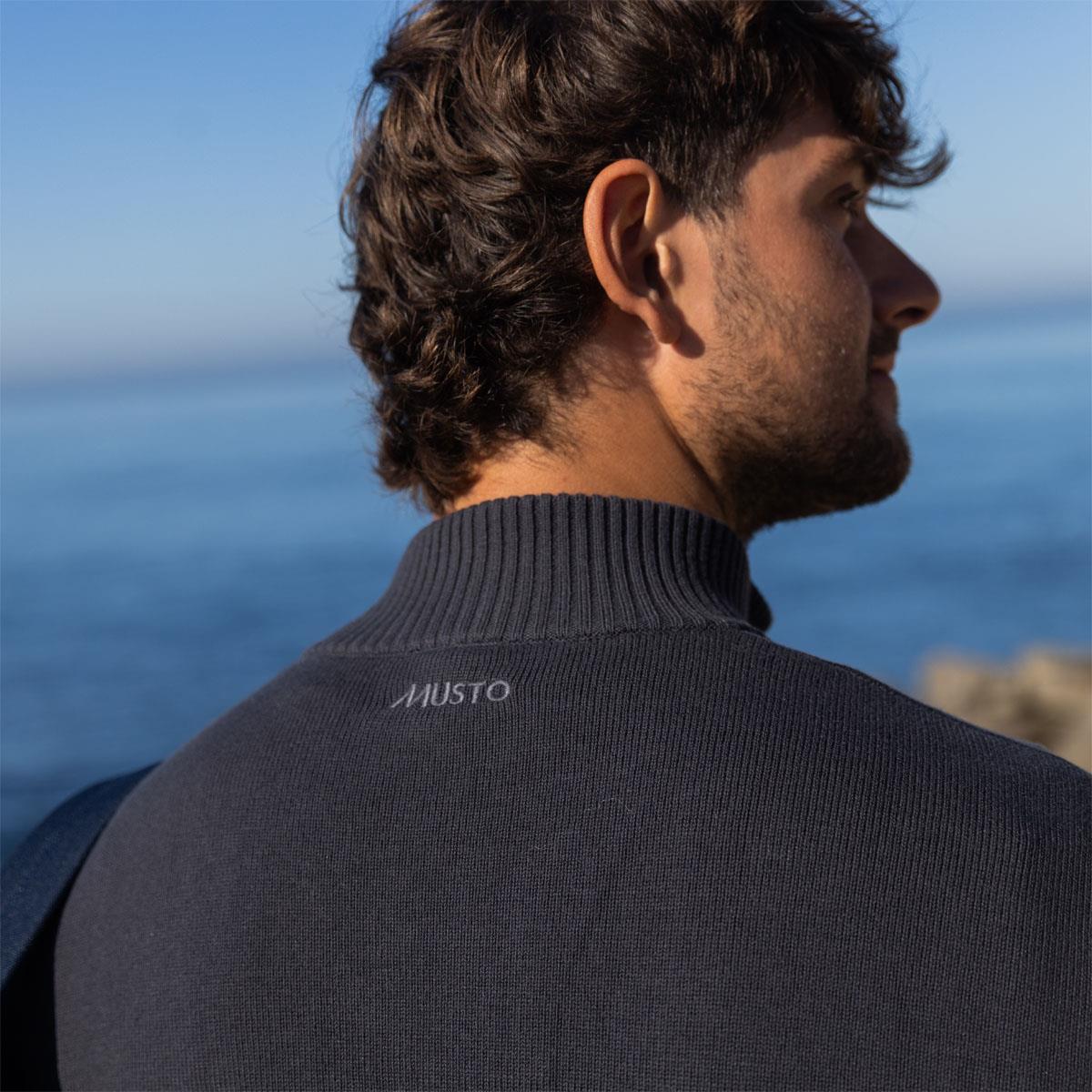 Navy Musto Mens Original 1/4 Zip Neck Knit LS BACK