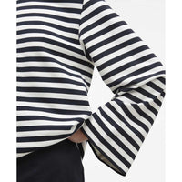Cloud/Dark Navy Stripe Barbour Womens Layla Sweatshirt SLEEVES