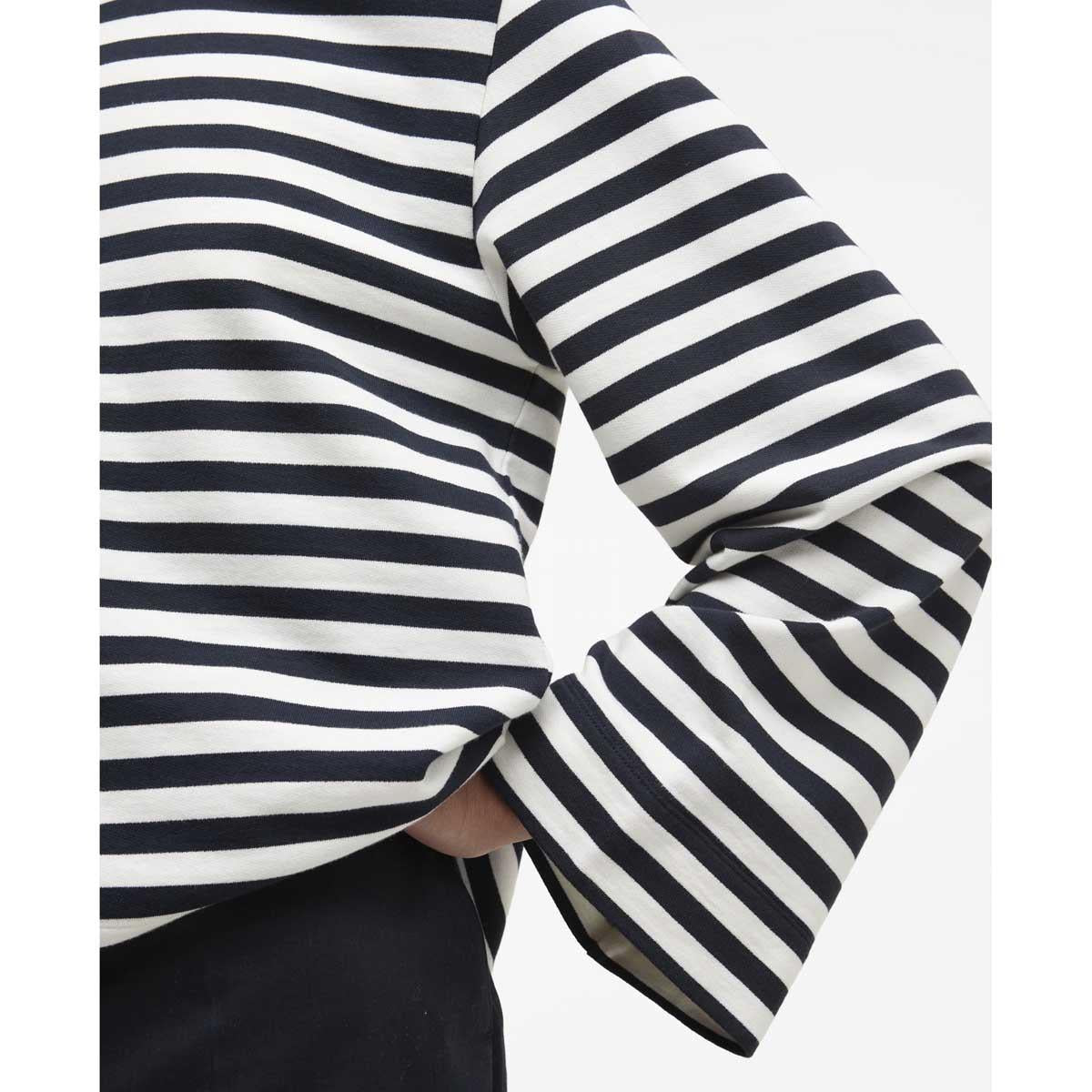 Cloud/Dark Navy Stripe Barbour Womens Layla Sweatshirt SLEEVES
