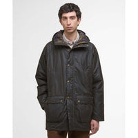 Olive Barbour Mens Bedale Wax Parka Front