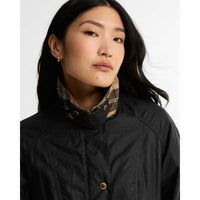Navy/Birchwood Barbour Womens Icons Beadnell Wax Jacket COLLAR