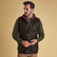 Olive Barbour Mens Westmorland Waistcoat On Model