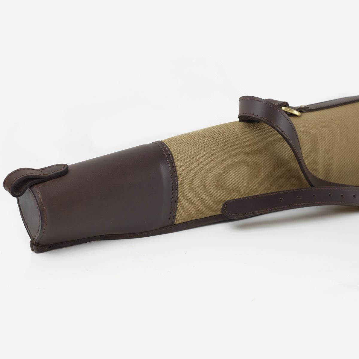 Teales Huntsman Oiled Leather & Khaki Canvas Gun Slip Buckle Flap