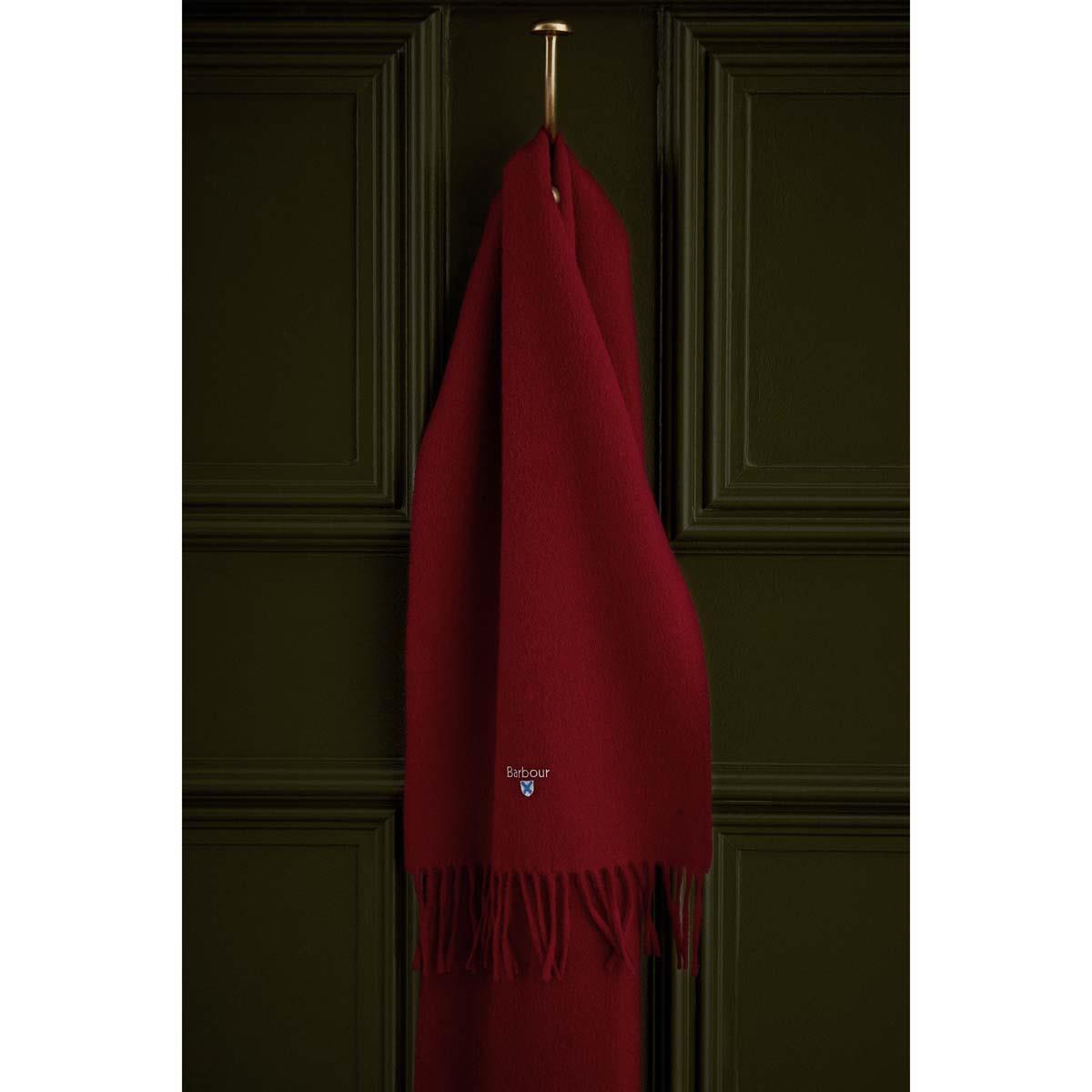 Biking Red Barbour Unisex Plain Lambswool Scarf Lifestyle