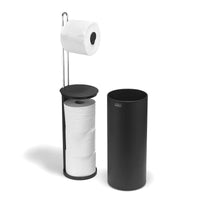 Black Joseph Joseph EasyStore Toilet Roll Holder With Concealed Storage Open