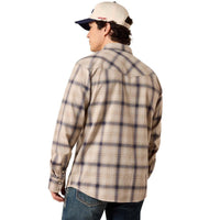 Peyote Plaid Ariat Mens Retro Hudde Fitted Snap Shirt Back