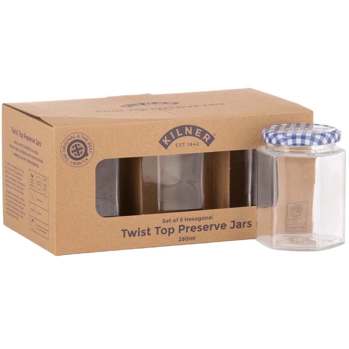 Kilner Hexagonal Set Of 6 Twist Top Jars