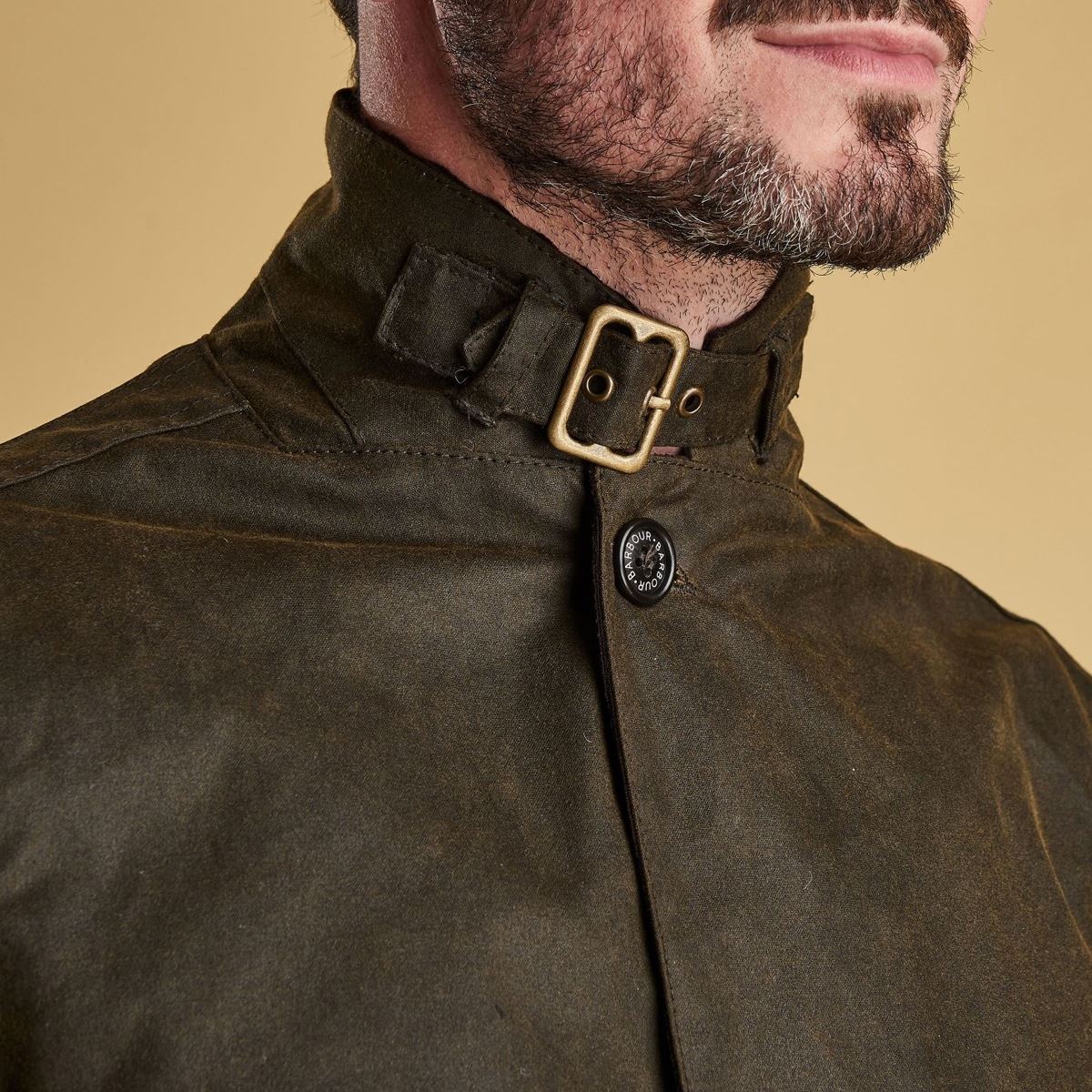 Olive Barbour Mens Lutz Wax Jacket Detail