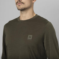 Willow Green Harkila Mens Base All Season Long Sleeve T-shirt On Model