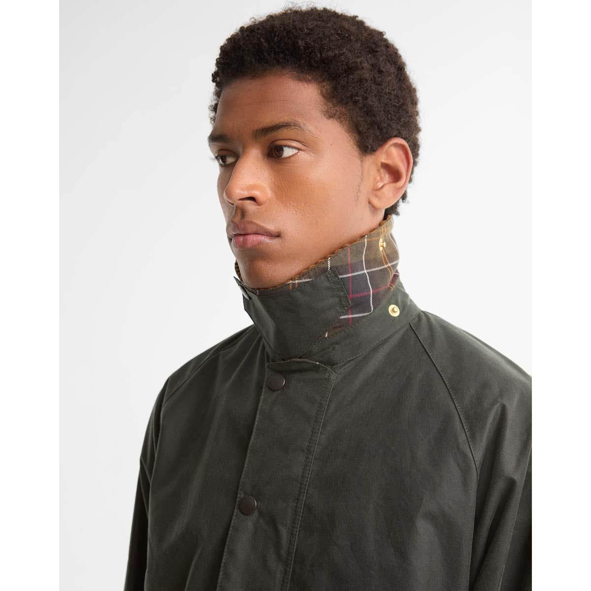 SAGE Barbour Mens Icons Beaufort Wax Jacket COLLAR2
