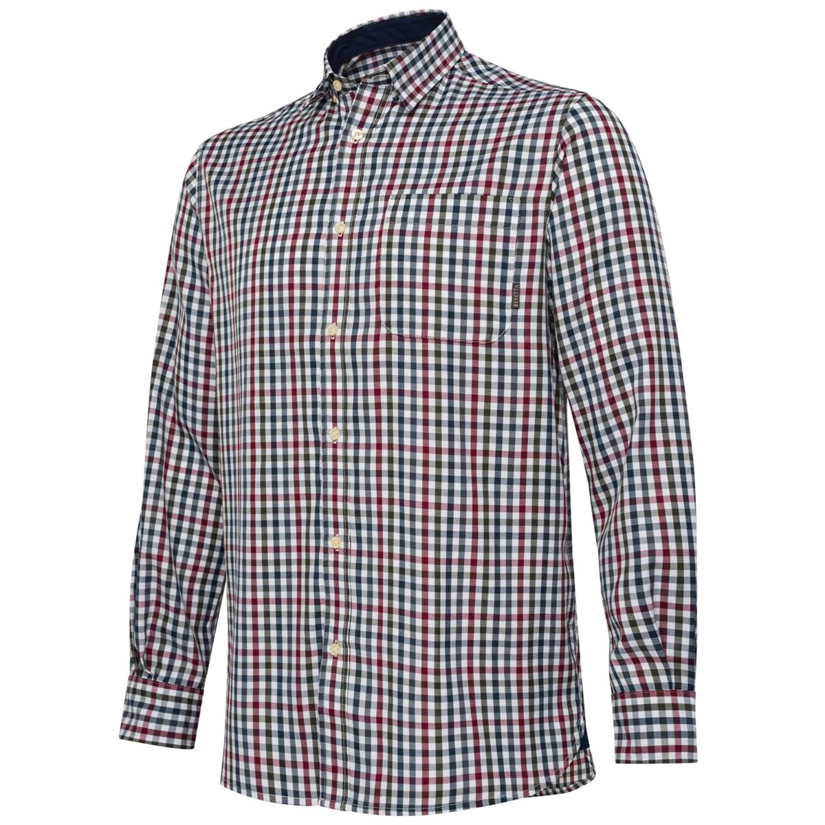 White & Bordeaux Check Beretta Mens Ellis LS Shirt