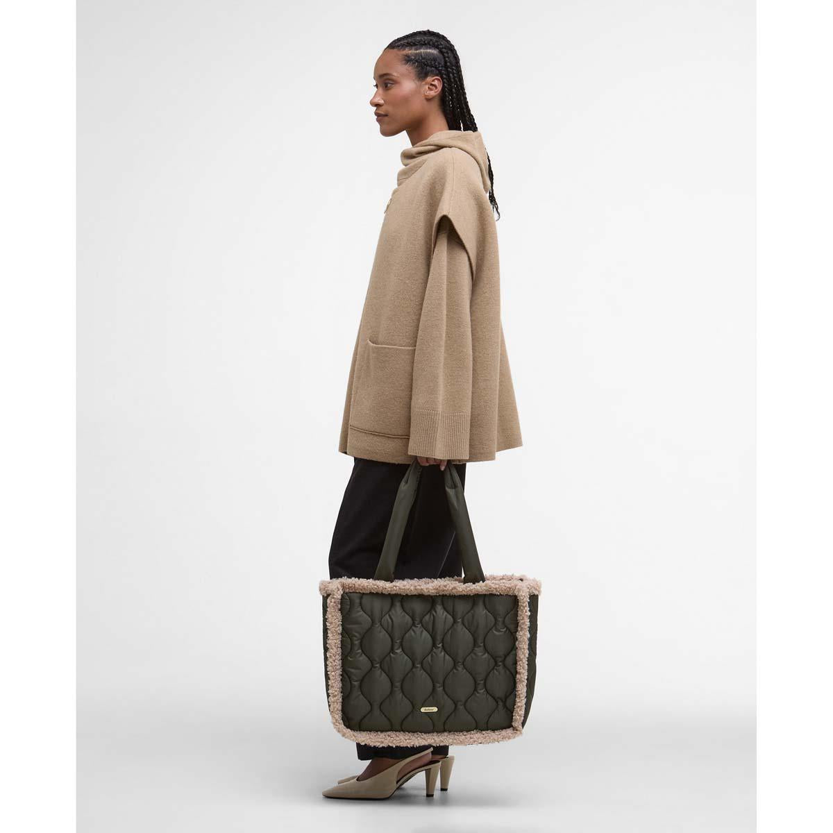 Olive Barbour Marnie Quilt Tote Bag On Model