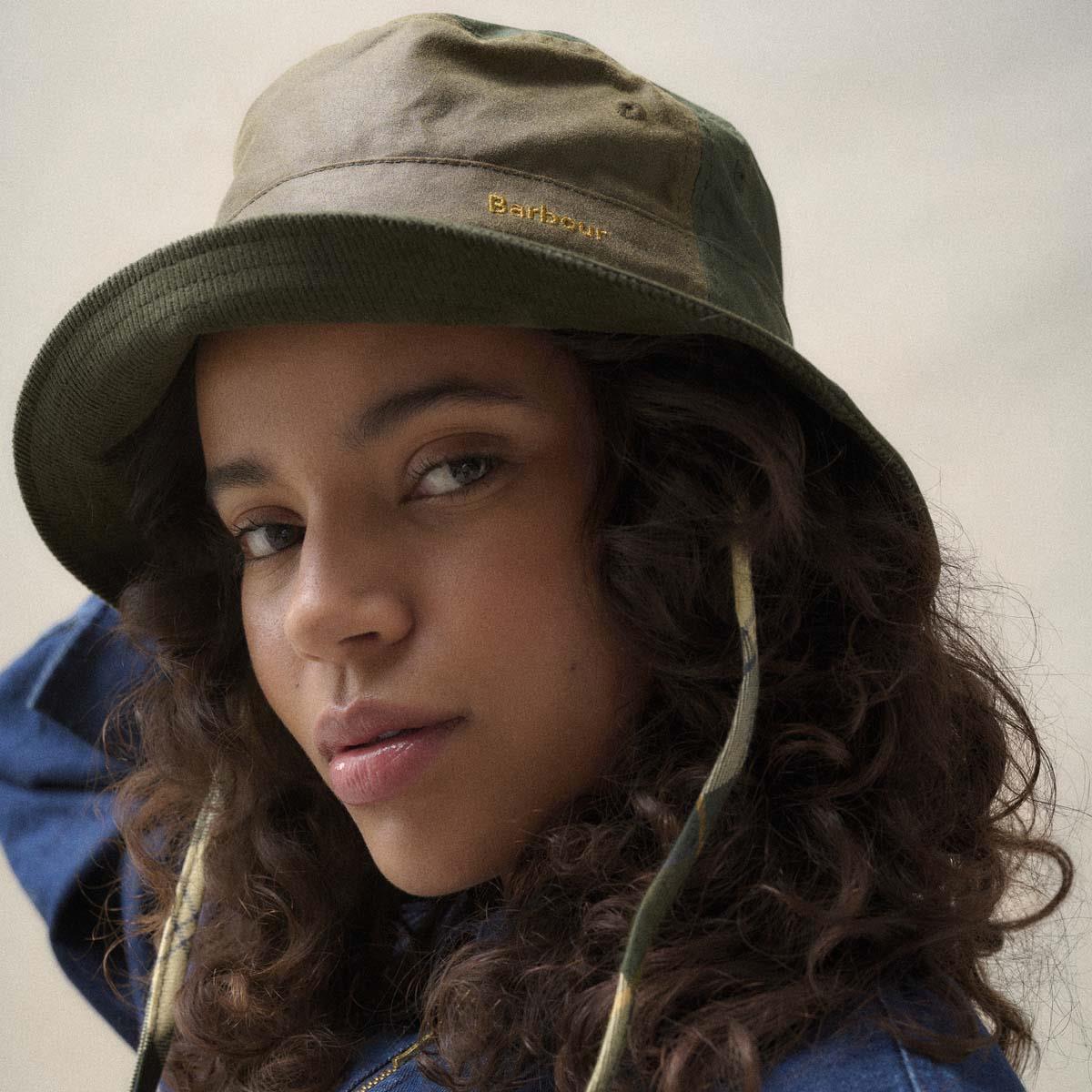 styled lifestyle Barbour Womens Brackley Wax Bucket Hat