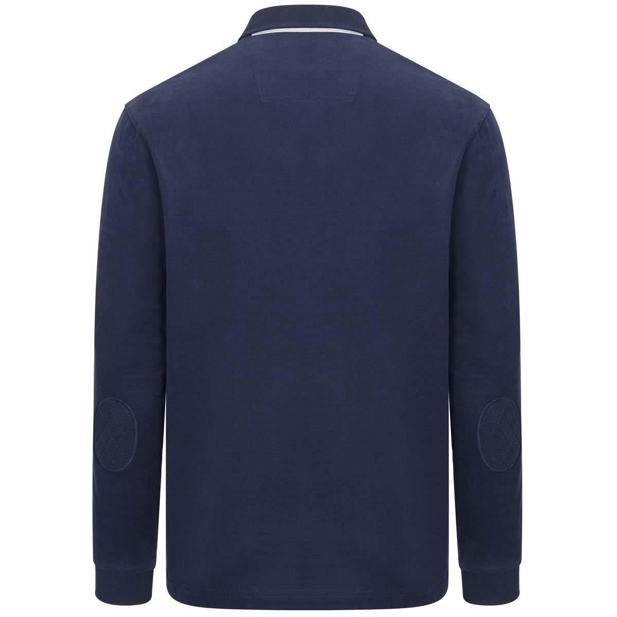 Navy Hoggs Of Fife Mens Moffat Rugby Shirt Back