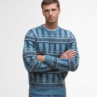 Bluestone Barbour Mens Grangetown Fair Isle Crew Neck Sweater On Model