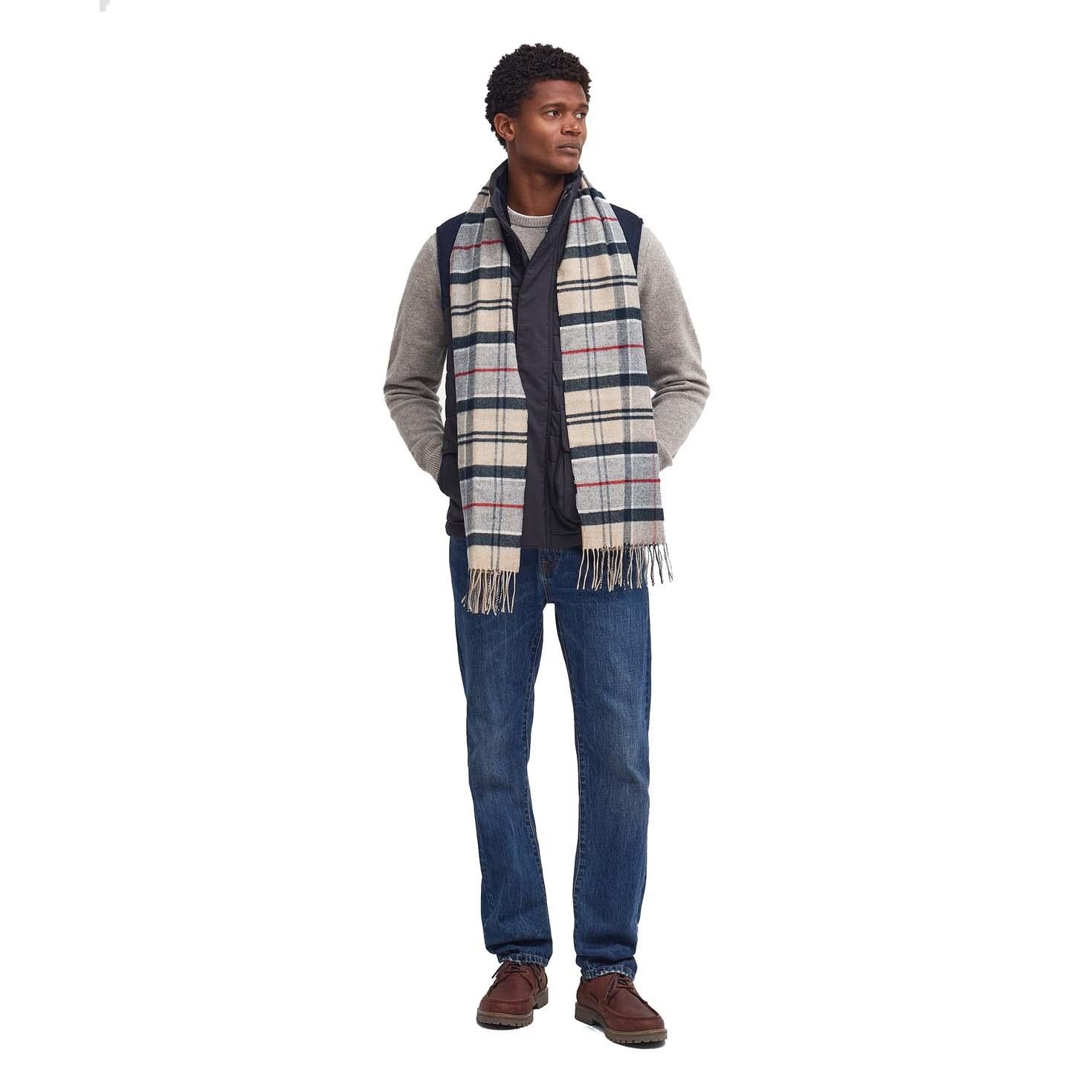 Dress Barbour Yaxley Tartan Scarf on model