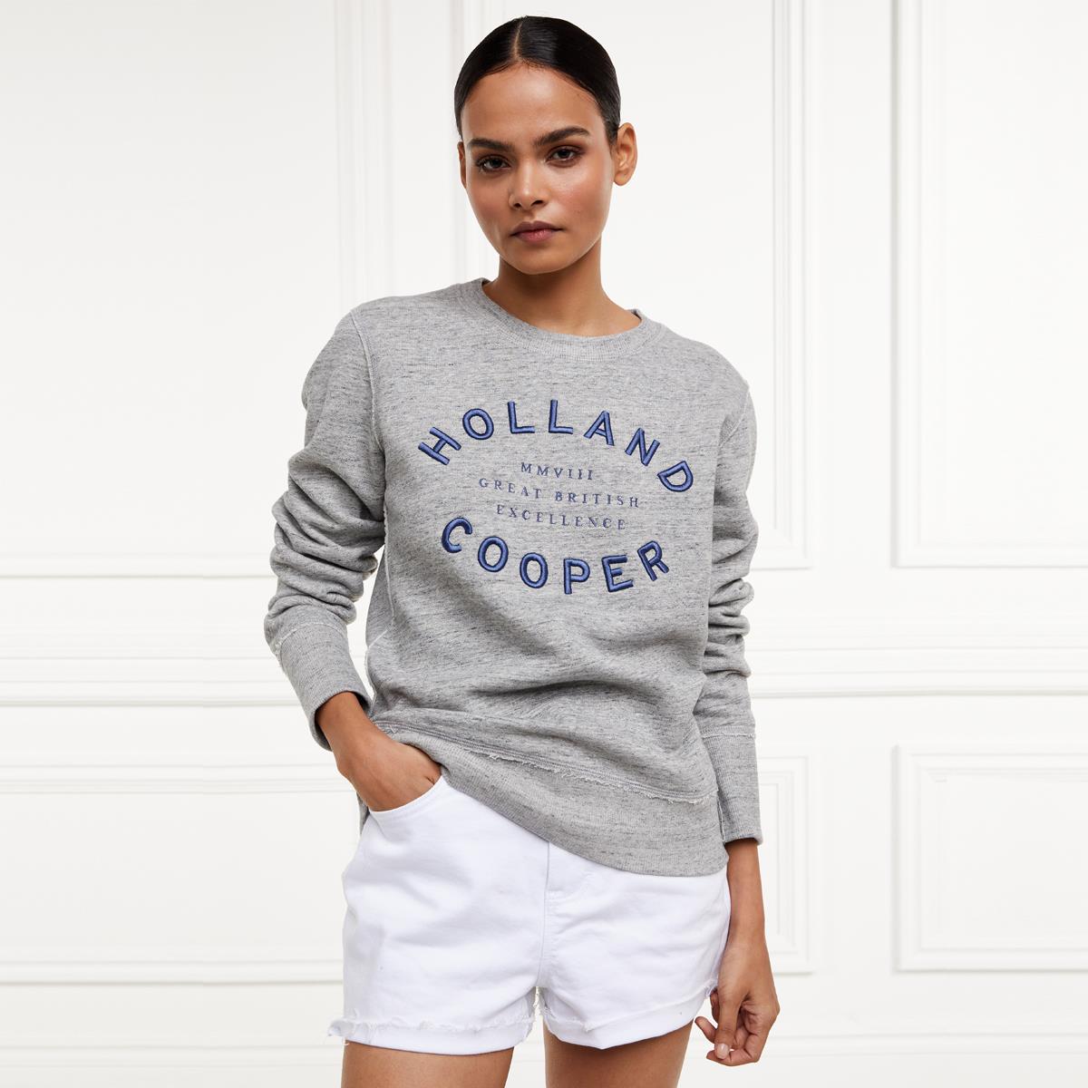 Grey Holland Cooper Womens Varsity Crew On Model