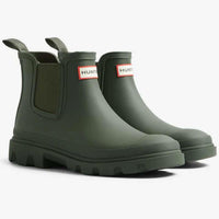 Dark Olive Hunter Unisex Downpour Chelsea Boot pair
