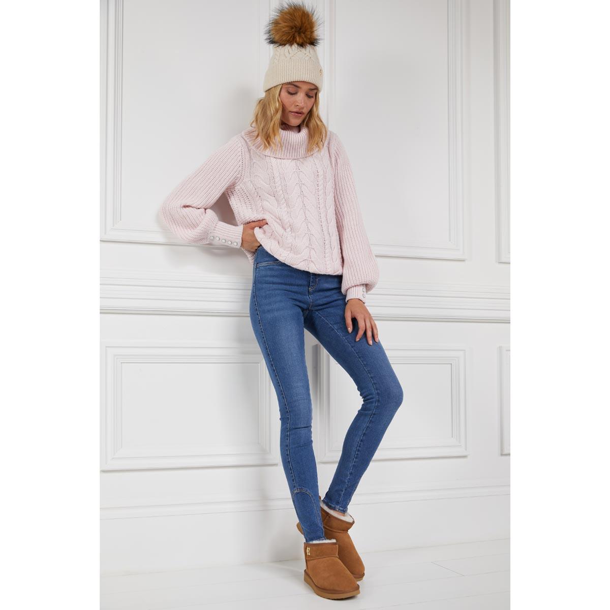 Tan Holland Cooper Womens Ultra Mini Shearling Boot On Model