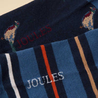 Navy Birds Joules Mens Kingsbury Socks 2 Pack Birds Detail