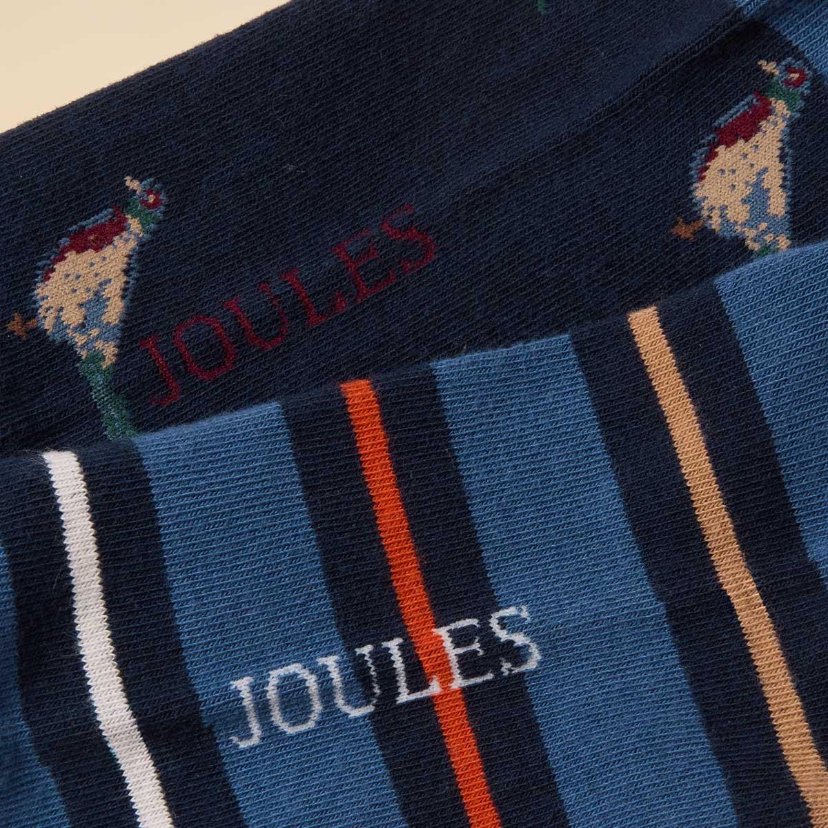 Navy Birds Joules Mens Kingsbury Socks 2 Pack Birds Detail