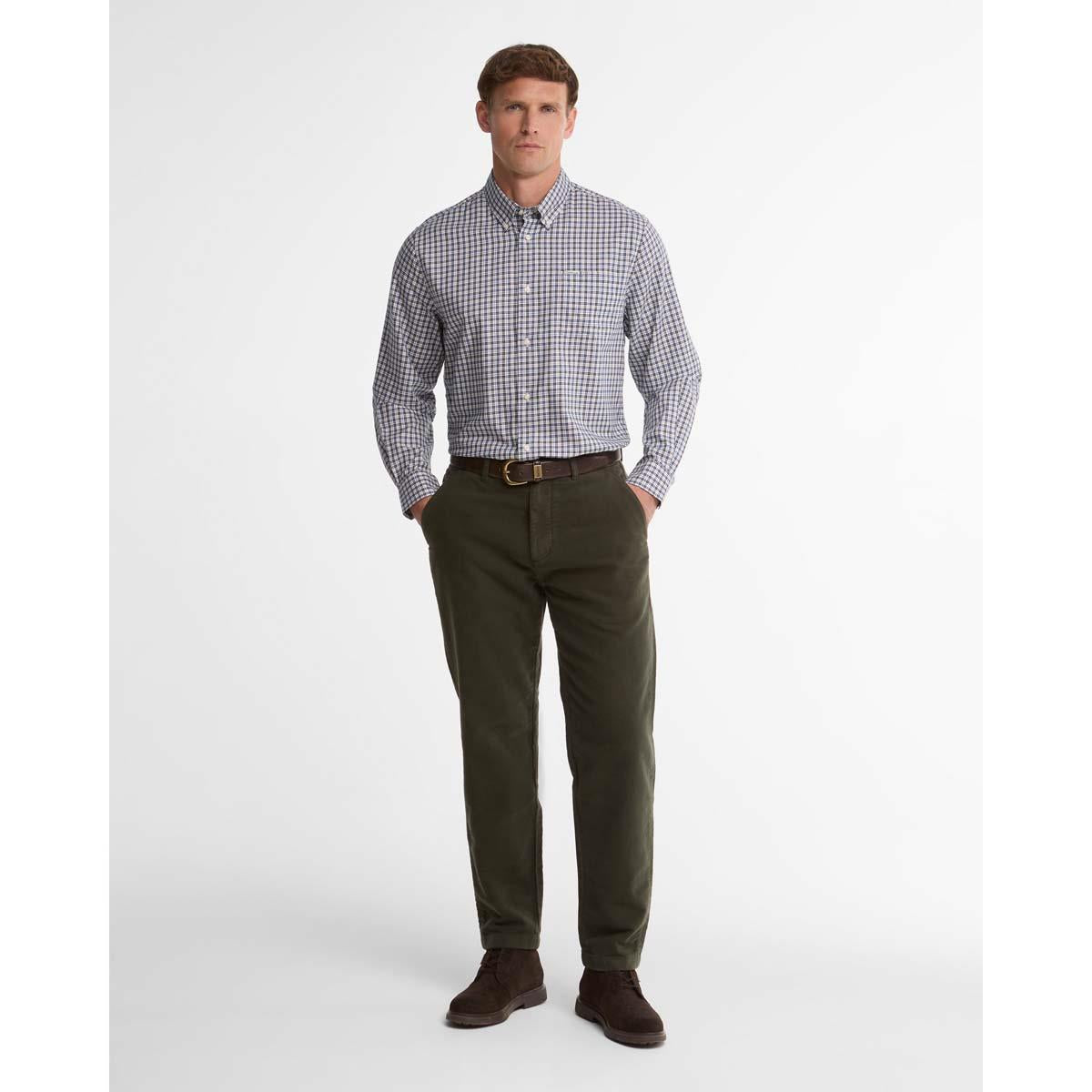 Navy Barbour Mens William Regular Fit Checked Shirt ON MODEL