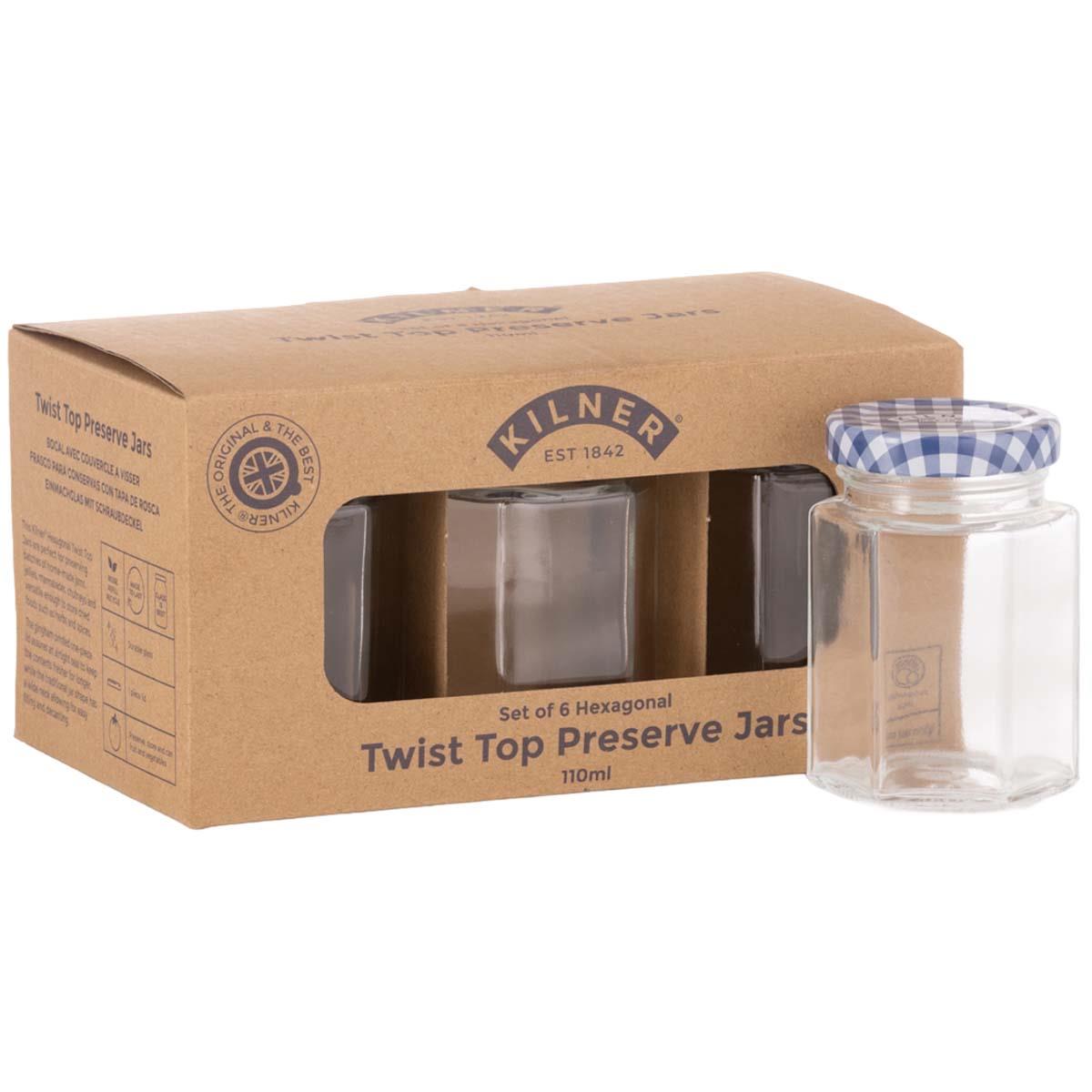Kilner Hexagonal Set Of 6 Twist Top Jars