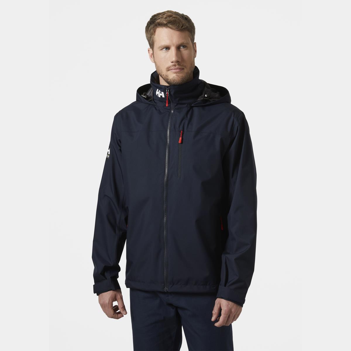 Navy Helly Hansen Mens Crew Hooded Jacket 2.0 lifestyle on model