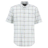 Heritage Blue Barbour Mens Glover Short Sleeve Linen Blend Regular Fit Shirt