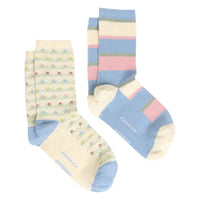 Blue/Ecru Joules Womens Everyday Socks 2 Pack