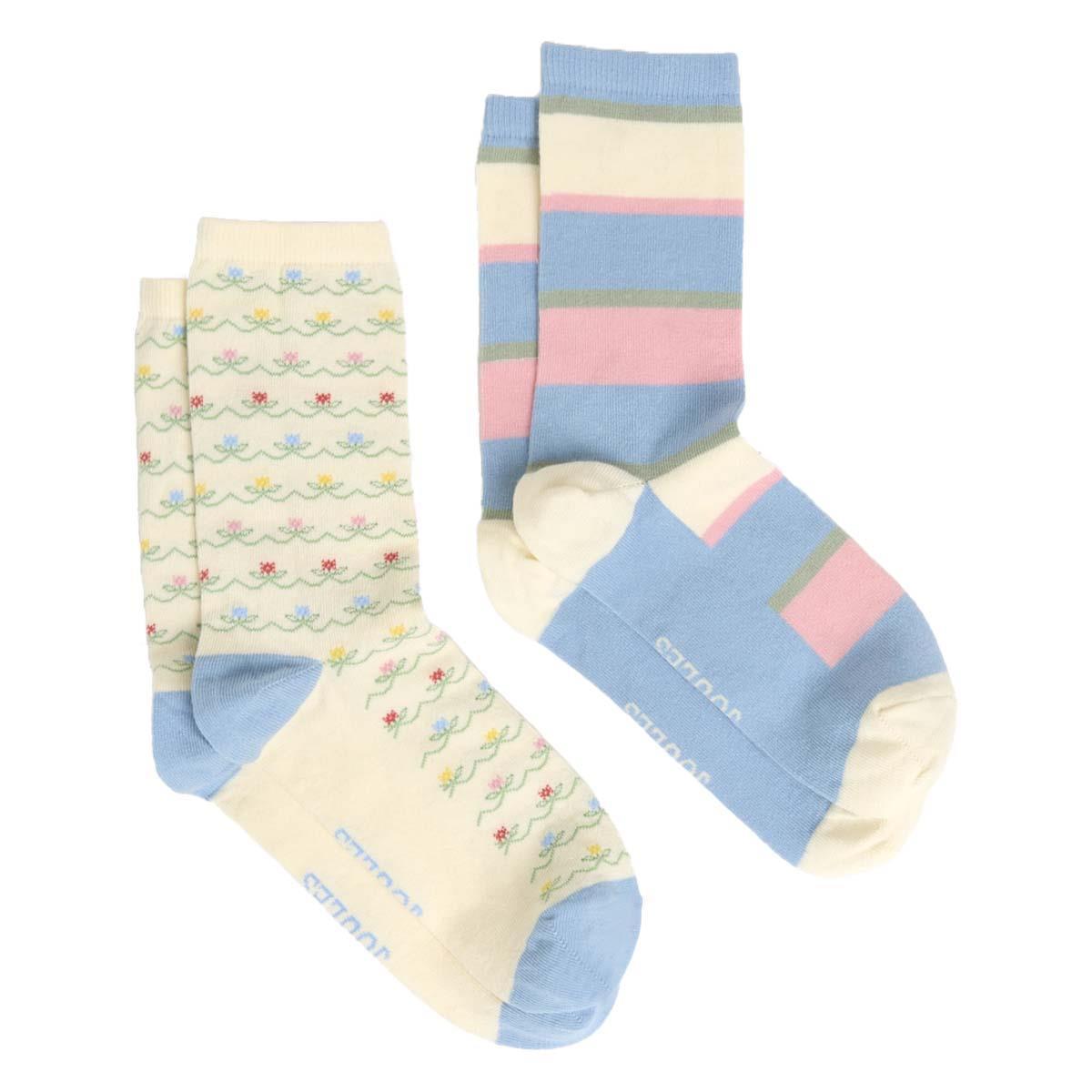 Blue/Ecru Joules Womens Everyday Socks 2 Pack