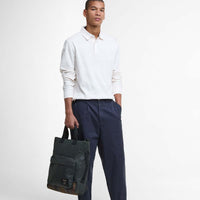 Sage/Classic Barbour Field Wax Backpack On Model