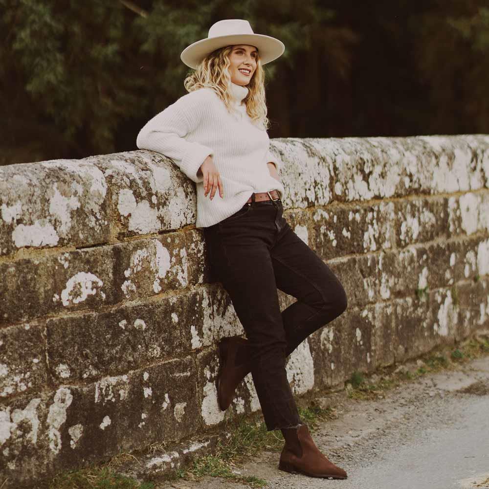 Dark Brown Chatham Womens Lynch Suede Chelsea Boots Lifestyle