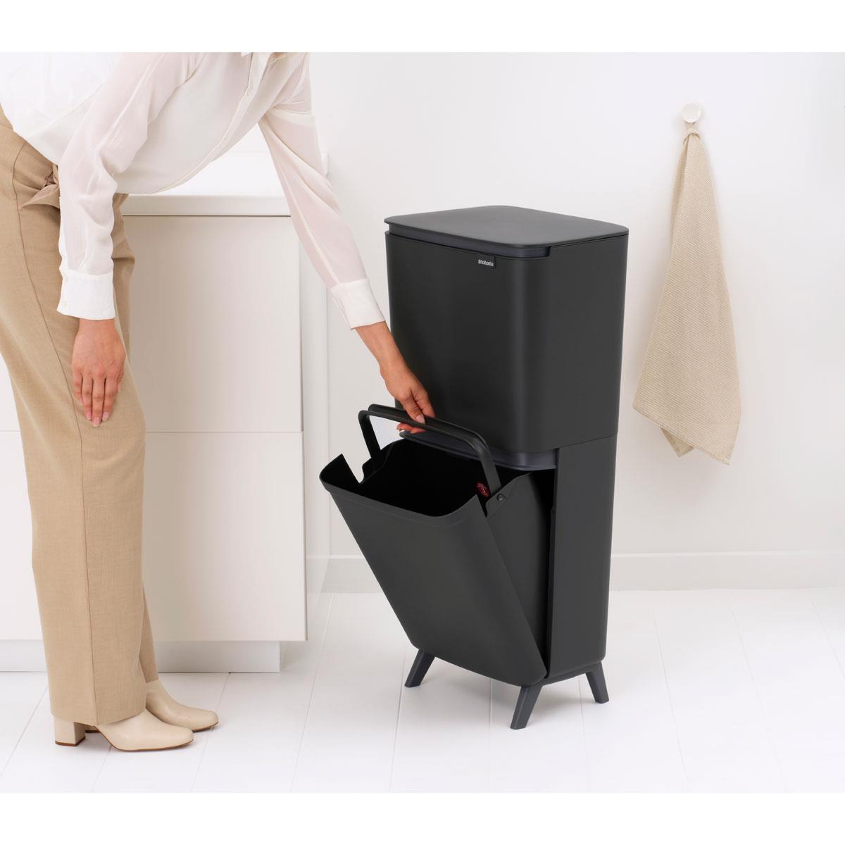 Dark Grey Brabantia Sortup Recycle Bin Hi 20+25 Litre Angle Lower Section