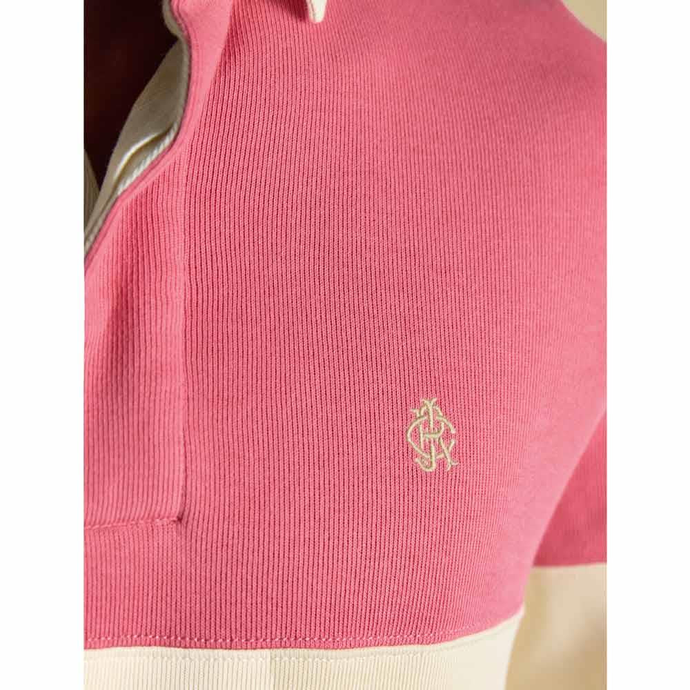 Blue/Pink Joules Mens French Rib Rugby Shirt Logo