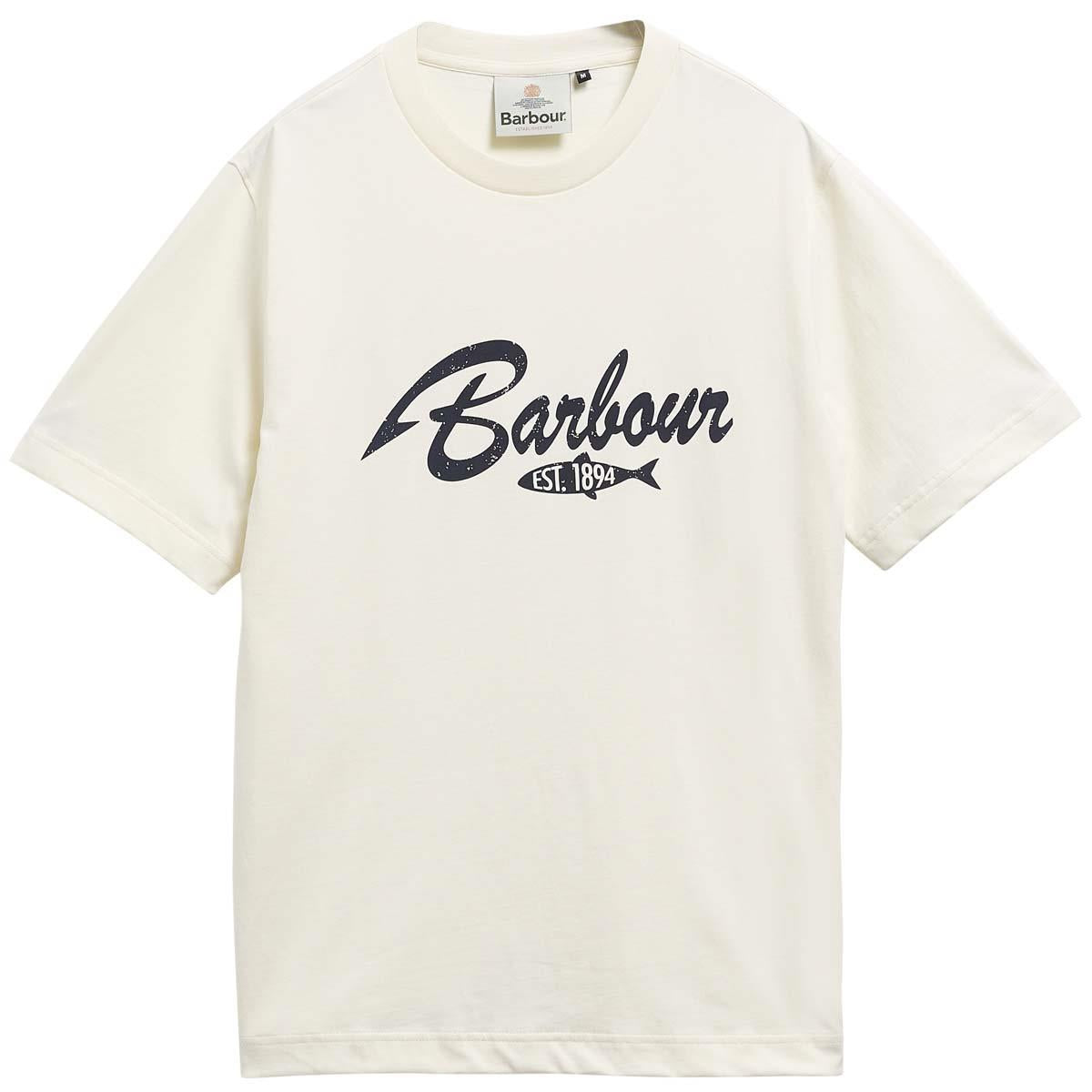 Whisper White Barbour Mens Hook Relaxed Graphic T-Shirt