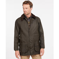 Olive Barbour Mens Classic Beaufort Wax Jacket On Model