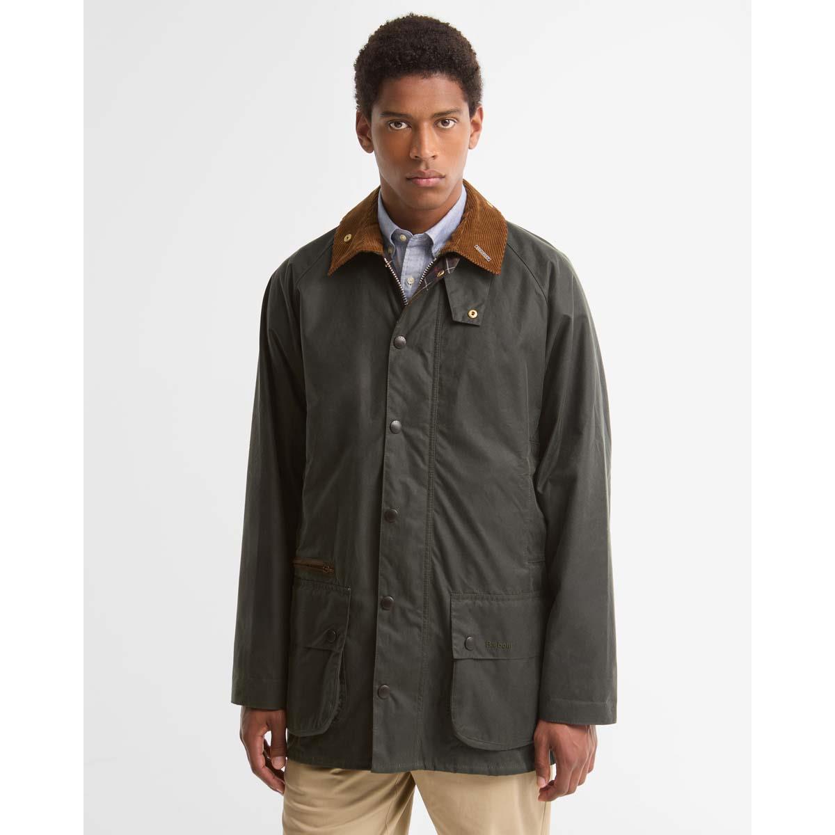 SAGE Barbour Mens Icons Beaufort Wax Jacket FRONT