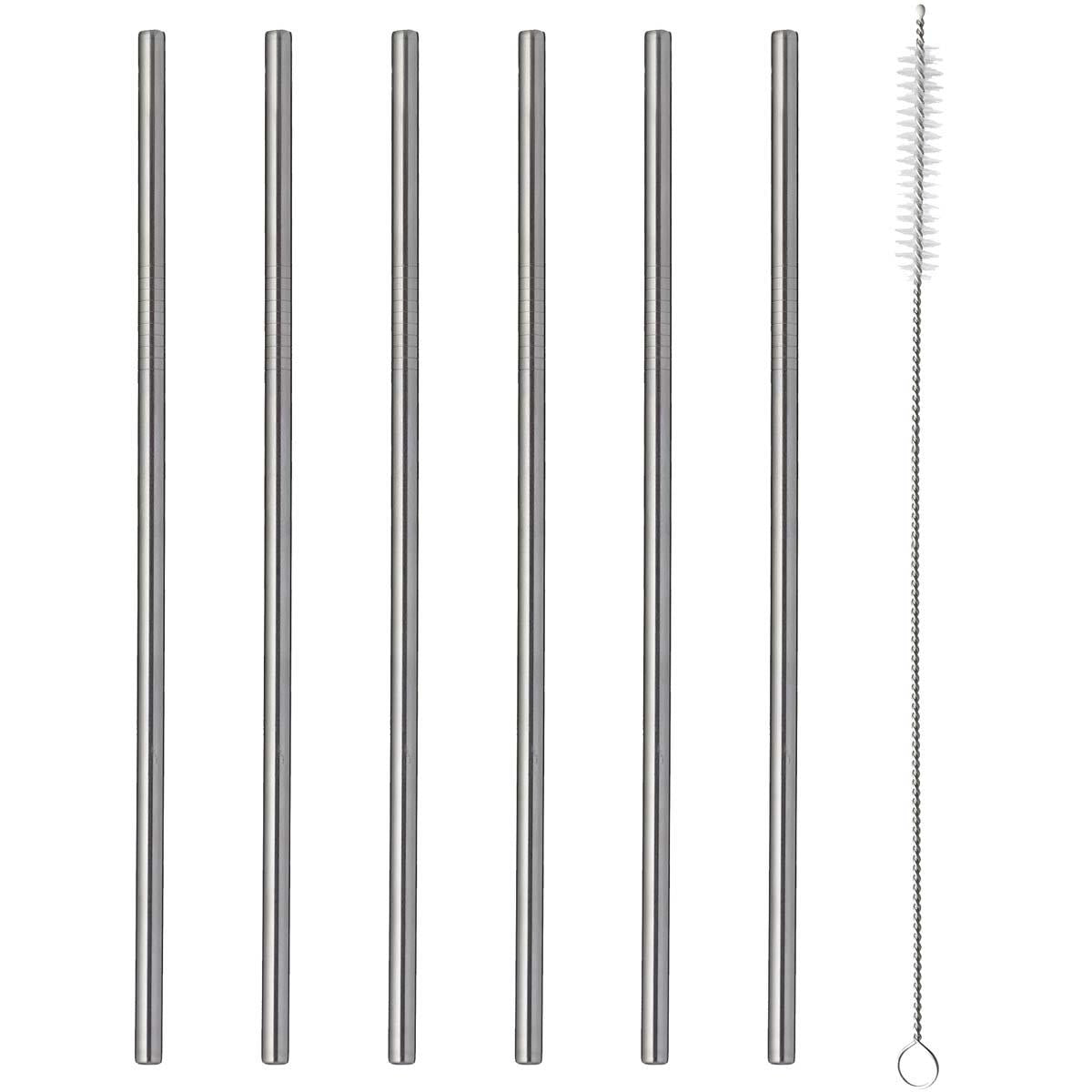 Viners Barware 6 Piece Long Steel Drinking Straws