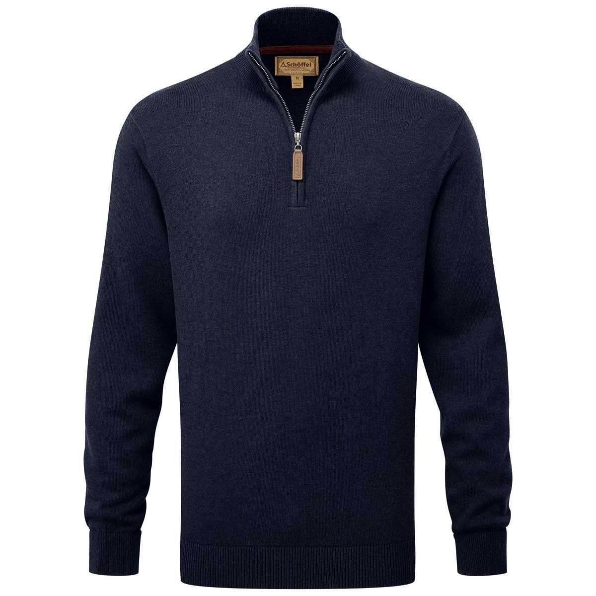 Schoffel Mens Calton Cotton Cashmere 1/4 Zip Jumper